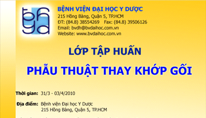 Hội thảo Phẫu thuật thay Khớp gối 31/03 - 03/04/2010
