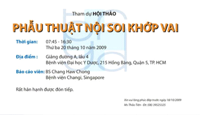 Hội thảo Phẫu thuật nội soi Khớp vai 20/10/2009